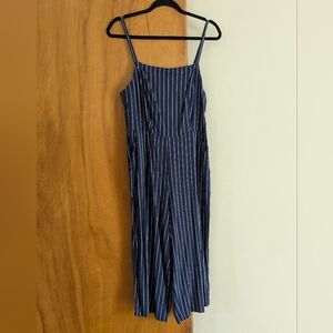 Old Navy Navy Blue Pinstripe Jumpsuit